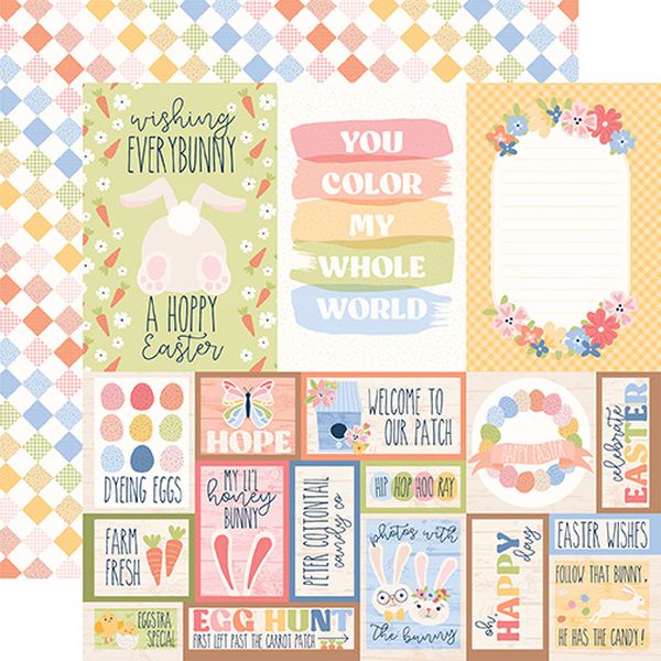 Echo Park Bunnies And Baskets: Multi Journaling Cards 12x12 DS Patterned Paper (1 Sheet)