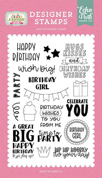 Echo Park A Birthday Wish Girl Wish Big Stamp Set