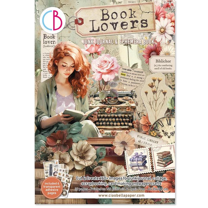 Ciao Bella Book Lovers- Junk Journal & Ephemera Book A4 32/Pkg