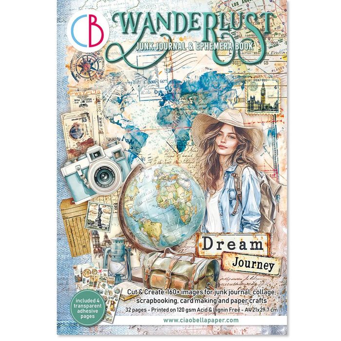 Ciao Bella Wanderlust - Junk Journal & Ephemera Book A4 32/Pkg