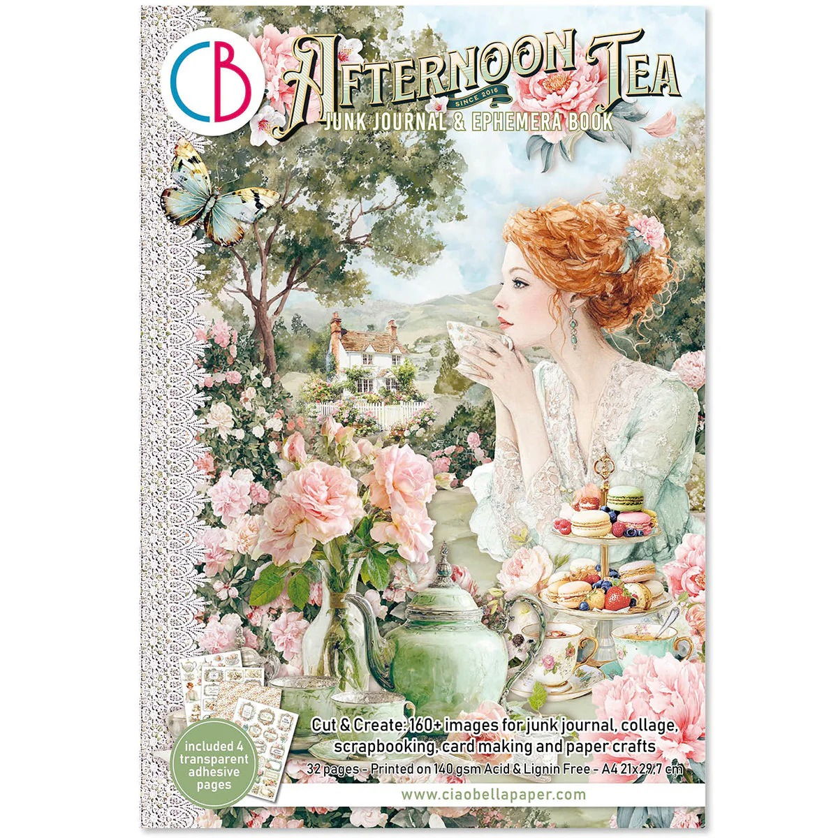 Ciao Bella Afternoon Tea Junk Journal & Ephemera Book A4 32/Pkg