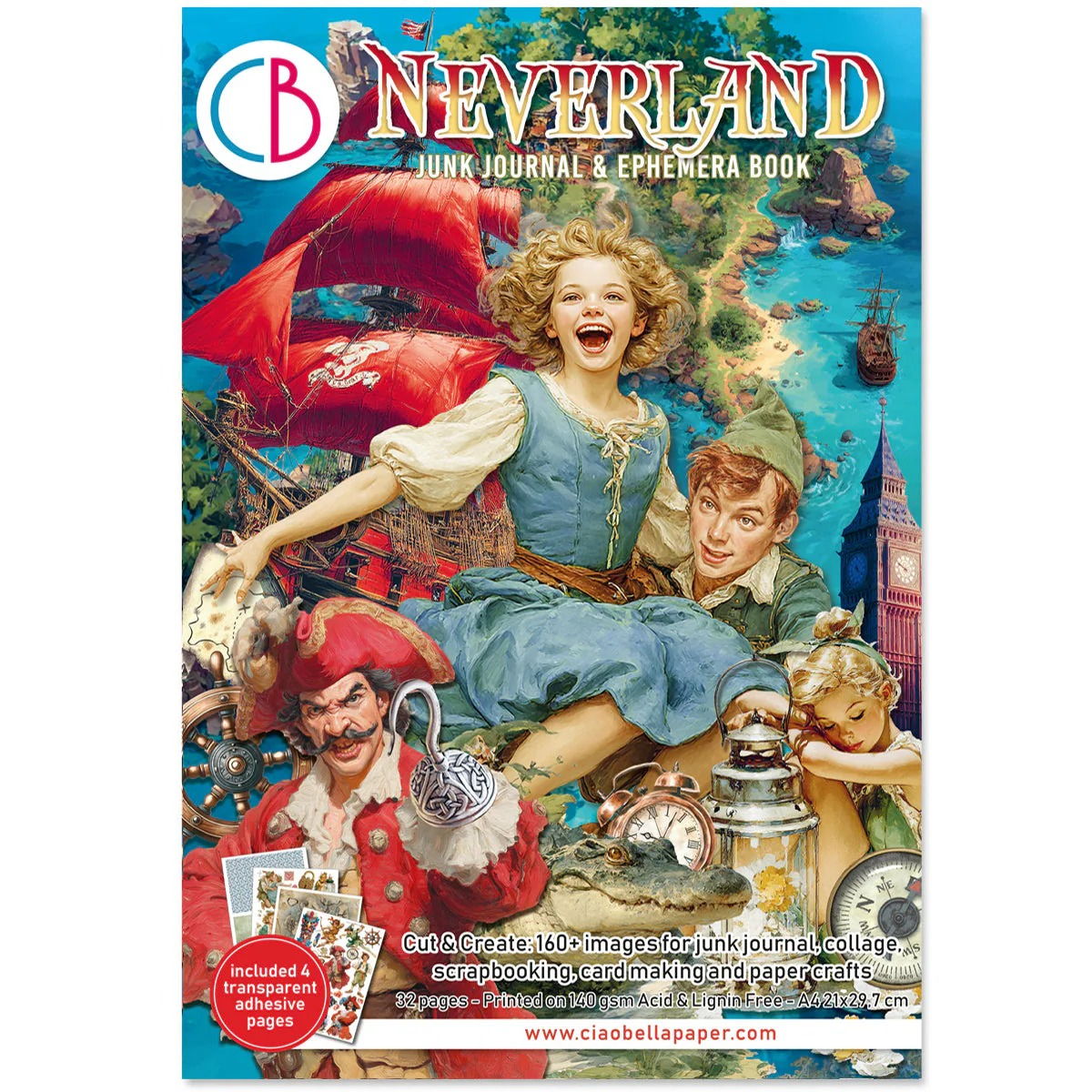 Ciao Bella Neverland Junk Journal & Ephemera Book A4 32/Pkg