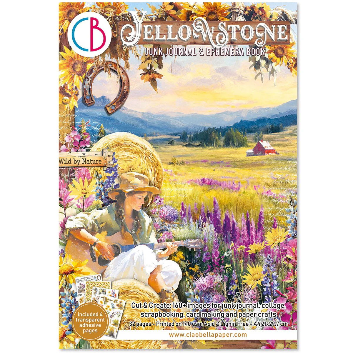 Ciao Bella Yellowstone Junk Journal & Ephemera Book A4 32/Pkg