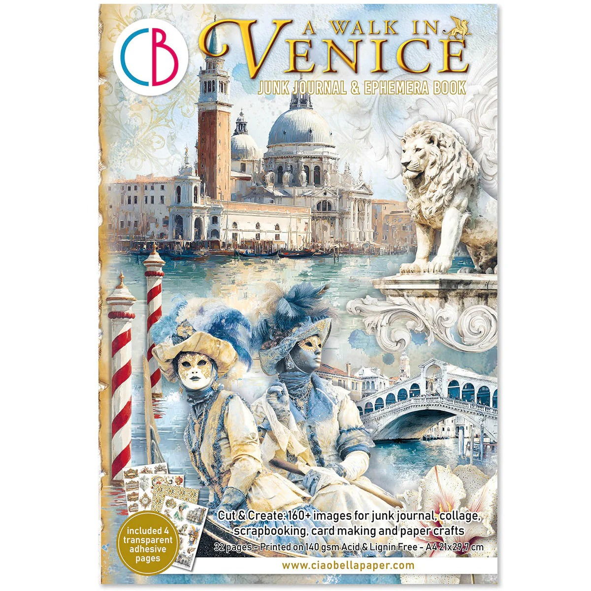Ciao Bella A Walk in Venice Junk Journal & Ephemera Book A4 32/Pkg