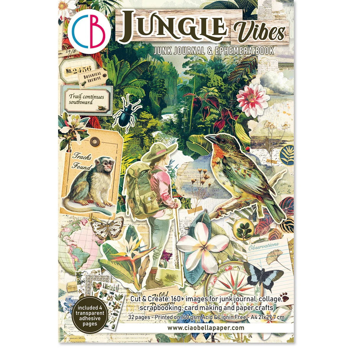 Ciao Bella Jungle Vibes Junk Journal & Ephemera Book A4 32/Pkg