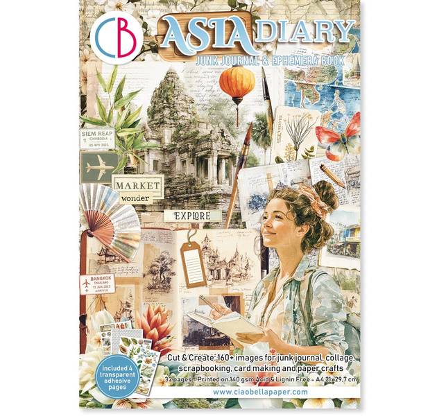 Ciao Bella Asia A4 Diary Junk Journal & Ephemera Book, 32 pages/pkg