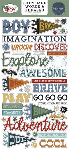 Carta Bella That's My Boy 6x13 Chipboard Words & Phrases