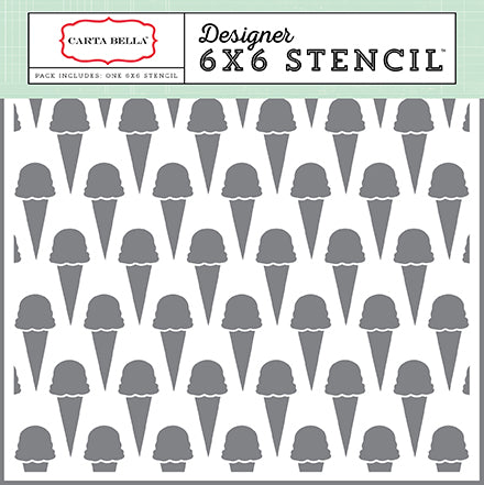 Carta Bella Beach Day: Ice Cream Cones # 2 6x6 Stencil