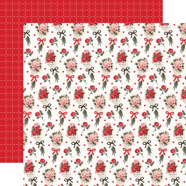Carta Bella Be Mine NewsPaper (1 Sheet) Bouquets 12x12 DS Patterned Paper (1 Sheet) (1 Sheet)