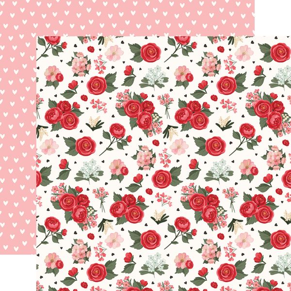 Carta Bella Be Mine Love And Pretty Flowers 12x12 DS Patterned Paper (1 Sheet) (1 Sheet)