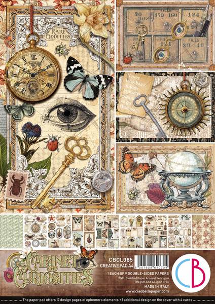 Ciao Bella Cabinet Of Curiosities A4 Creative Pad, 9 sheets/pkg