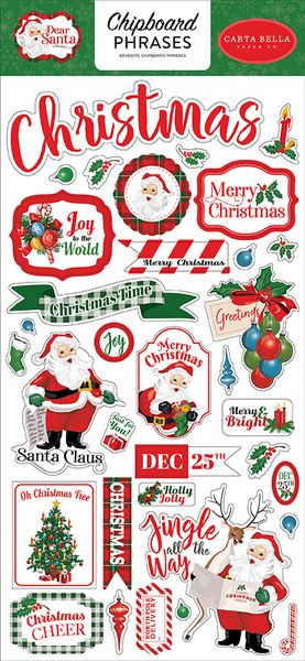 Carta Bella Dear Santa Chipboard Phrases