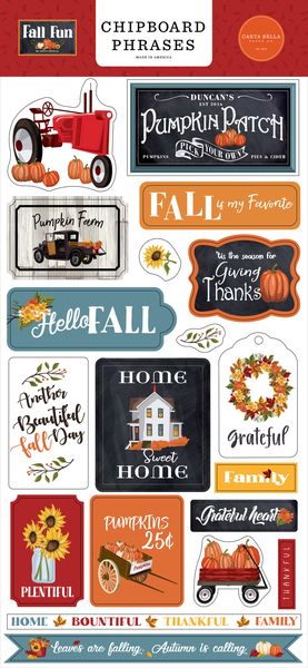 Carta Bella Echo Park Fall Fun 6x13 Chipboard Phrases