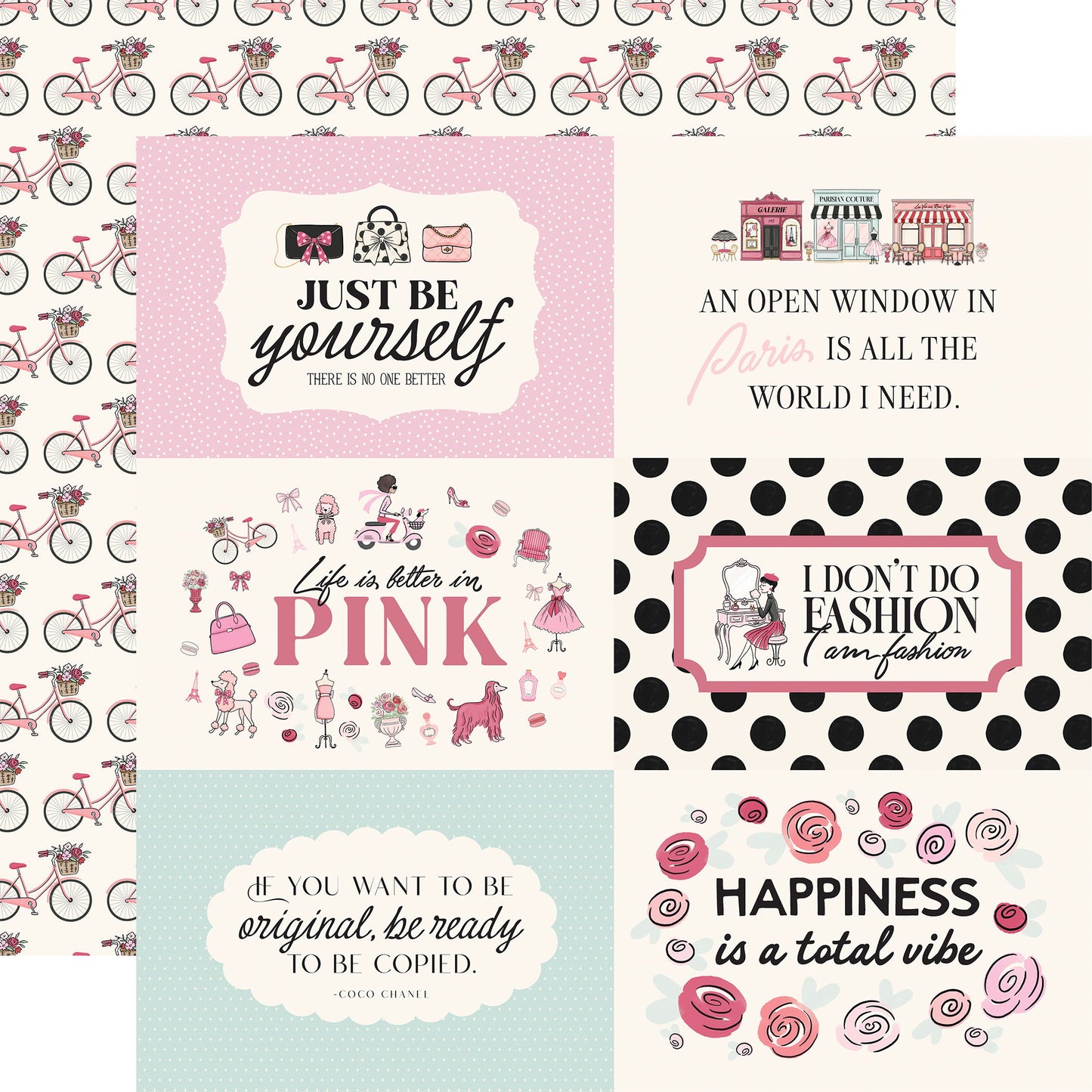 Carta Bella French Girl 6x4 Journaling Cards DS Paper (1 Sheet)