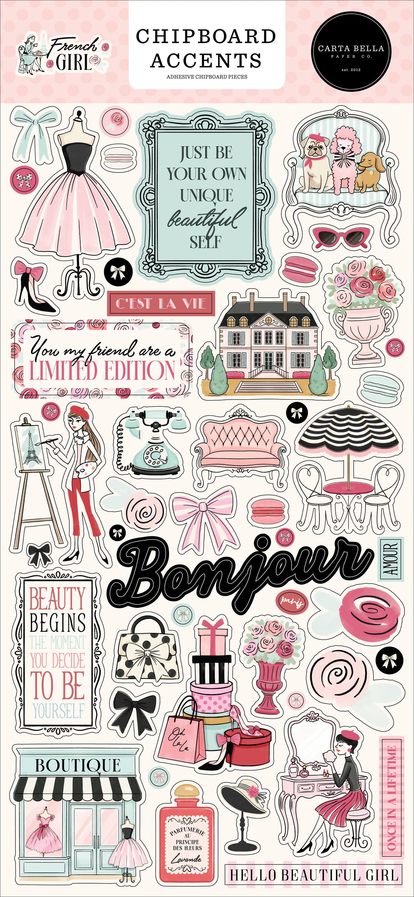 Carta Bella French Girl 6x13 Chipboard Accents