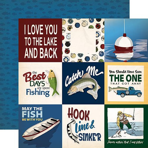 Gone Fishing 4x4 Journaling Cards 12x12 DS Patterned Paper (1 Sheet)