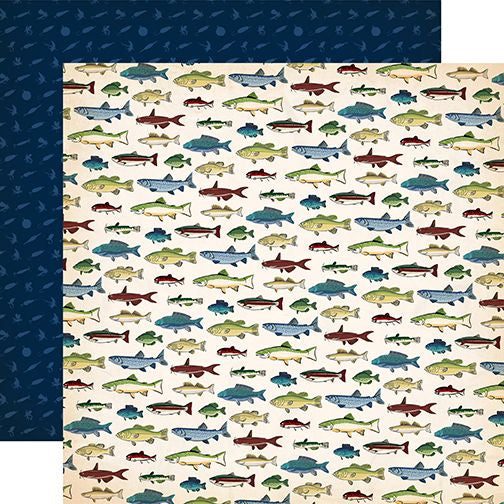 Gone Fishing Freshwater Fish 12x12 DS Patterned Paper (1 Sheet)