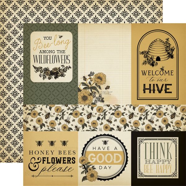 Carta Bella Honey Bee: Multi Journaling Cards 12x12 DS Patterned Paper