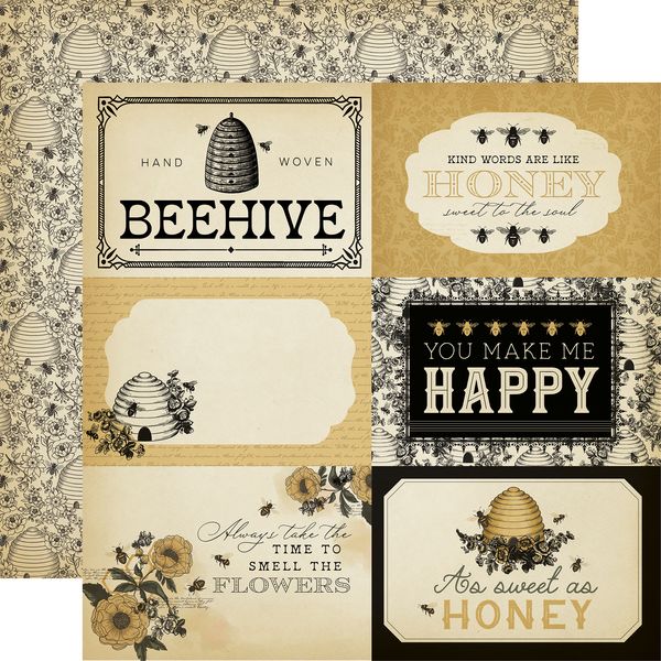 Carta Bella Honey Bee: 6x4 Journaling Cards 12x12 DS Patterned Paper