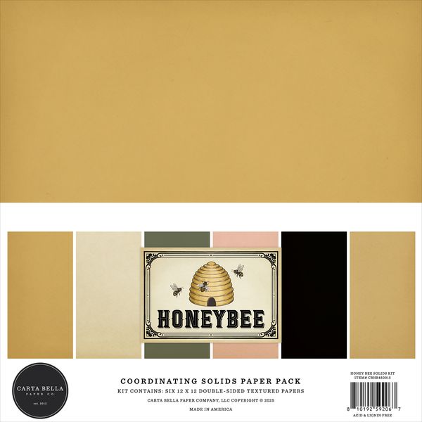 Carta Bella Honey Bee Solids Kit: 12x12 DS Coordinating Solid Paper