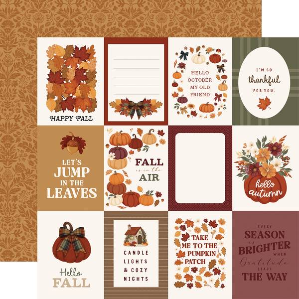 Carta Bella Here Comes Autumn: 3x4 Journaling Cards 12x12 DS Paper (1 Sheet)