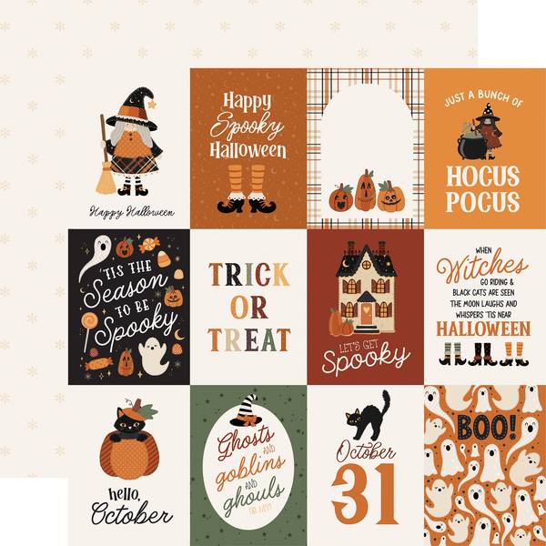 Carta Bella Handmade Halloween: 3x4 Journaling Cards 12x12 DS Paper (1 Sheet)