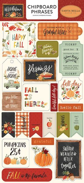 Carta Bella Hello Autumn Chipboard Phrases