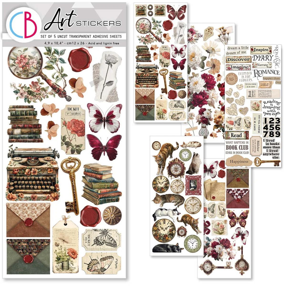 Ciao Bella Book Lover Transparent Adhesive Sheets 5/Pkg