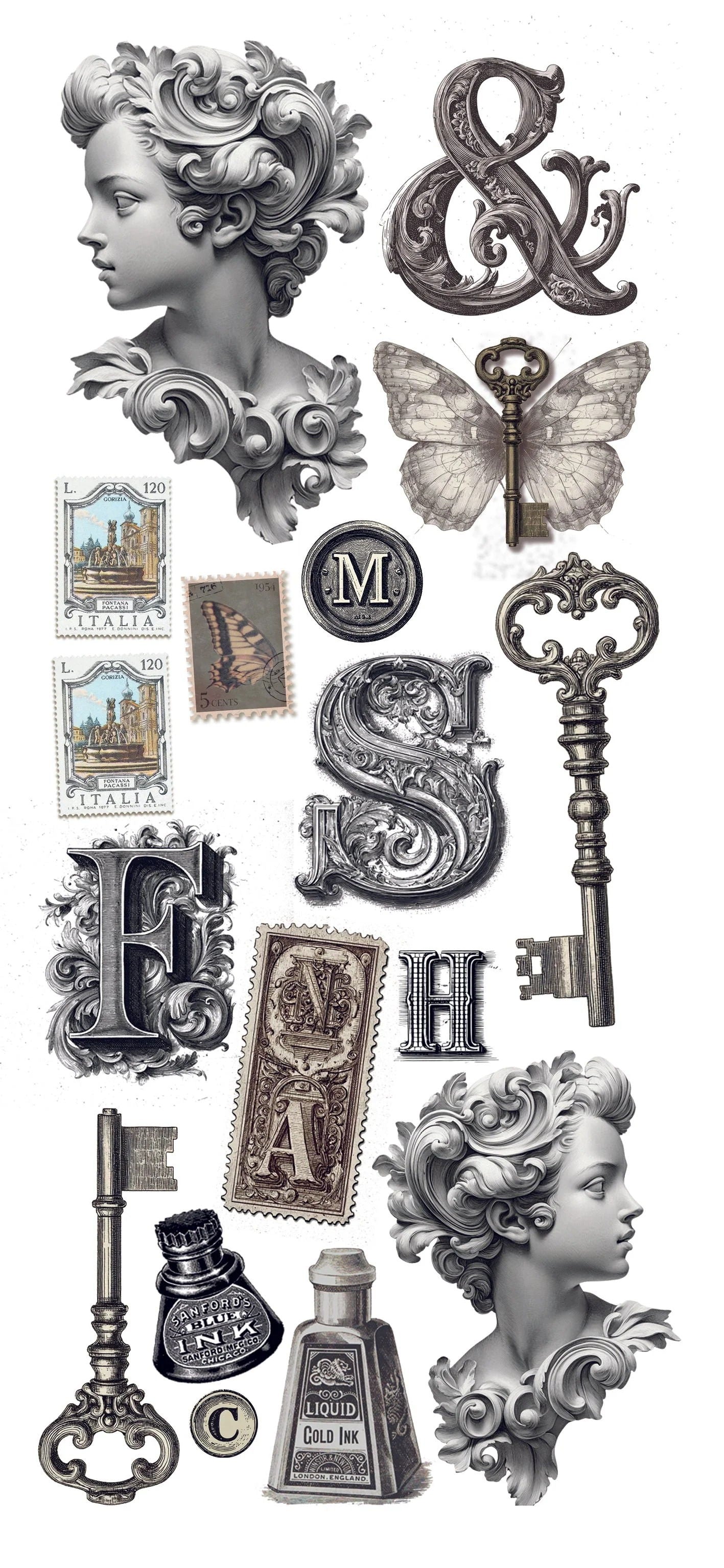 Ciao Bella Typographic Art Stickers Transparent Adhesive Sheets 5/Pkg