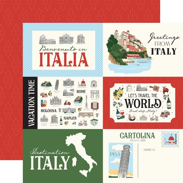 Carta Bella Italy: 6x4 Journaling Cards (1 Sheet)