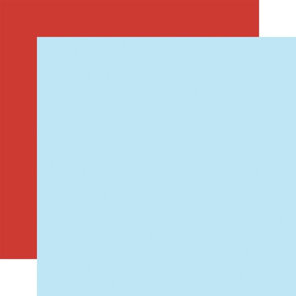 Carta Bella Italy: Lt. Blue / Red 12x12 Coordinating Solid (1 Sheet)