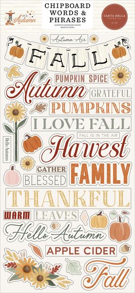 Carta Bella It's Autumn 6x13 Chipboard Words & Phrases