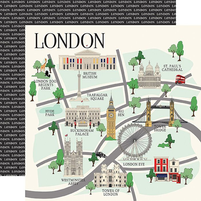 Carta Bella - London London Map 12x12 DS Patterned Paper (1 Sheet)