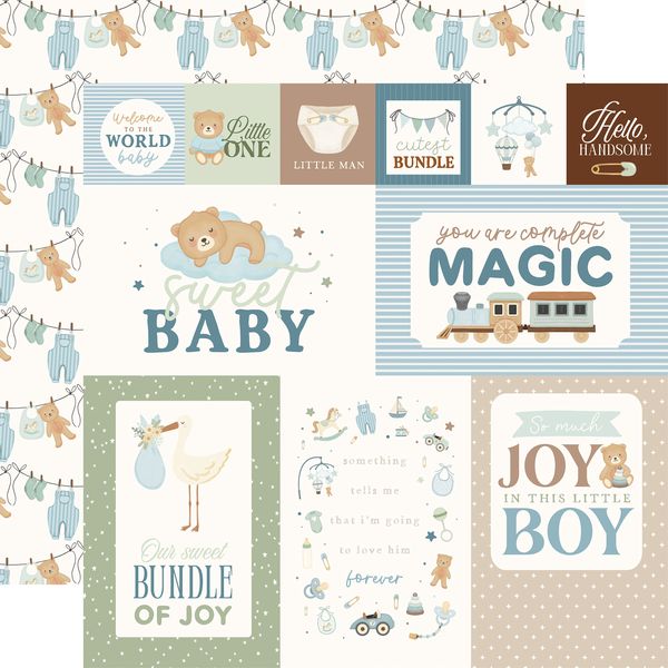 Carta Bella Little Lullabies: Baby Boy: Multi Journaling Cards 12x12 Patterned Paper