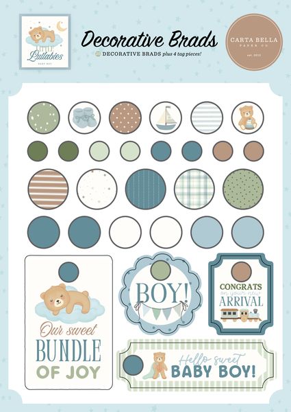 Carta Bella Little Lullabies: Baby Boy Decorative Brads