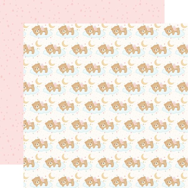 Carta Bella Little Lullabies: Baby Girl: Sleepy Girl Bear 12x12 Patterned Paper