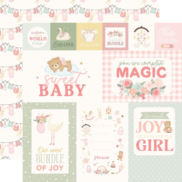 Carta Bella Little Lullabies: Baby Girl: Multi Journaling Cards 12x12 Patterned Paper
