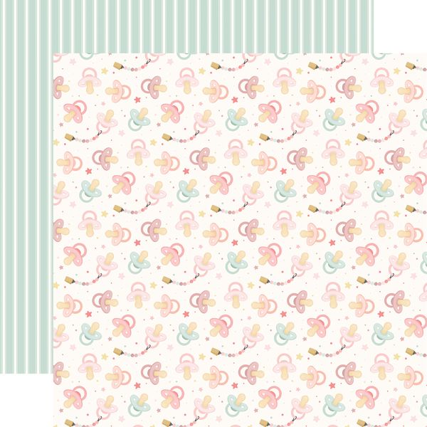 Carta Bella Little Lullabies: Baby Girl: Little One Pacifiers 12x12 Patterned Paper