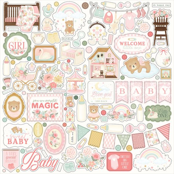 Carta Bella Little Lullabies: Baby Girl Element Sticker