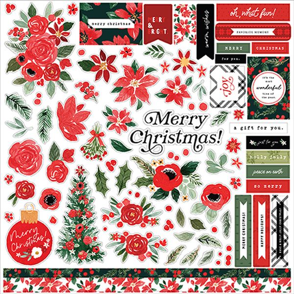 Merry Christmas Flora Element Sticker