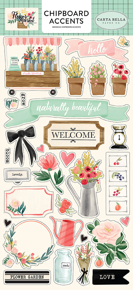 Carta Bella Flower Market Chipboard Accents