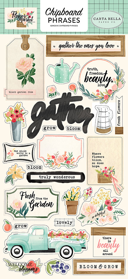 Carta Bella Flower Market Chipboard Phrases