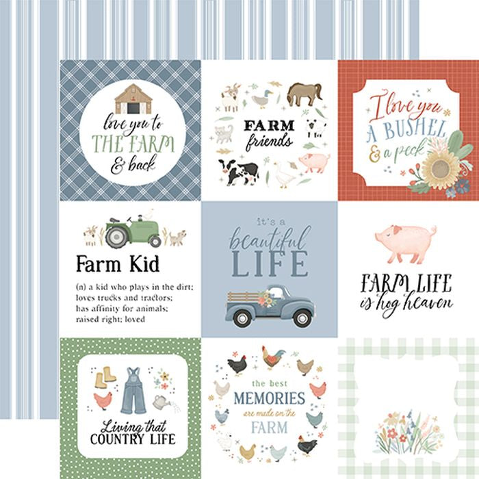 Carta Bella On The Farm 4x4 Journaling Cards 12x12 DS Patterned Paper (1 Sheet)