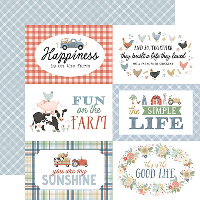Carta Bella On The Farm 6x4 Journaling Cards 12x12 DS Patterned Paper (1 Sheet)