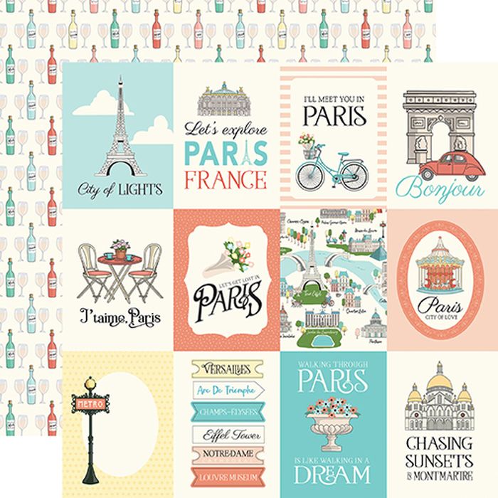 Carta Bella Paris: 3x4 Journaling Cards 12x12 DS Patterned Paper (1 Sheet)