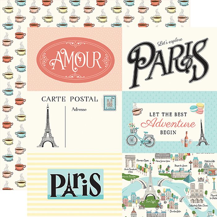 Carta Bella Paris: 6x4 Journaling Cards 12x12 DS Patterned Paper (1 Sheet)