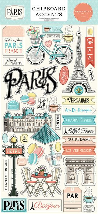 Carta Bella - Paris 6x13 Chipboard Accents