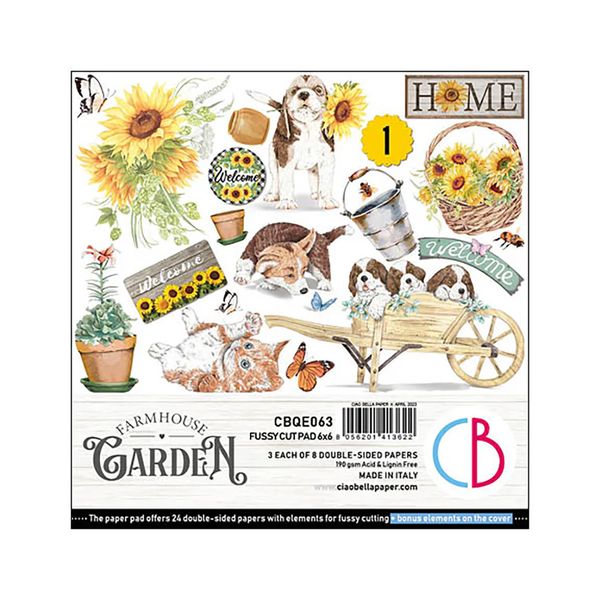 Ciao Bella Farmhouse Garden 6"x6" Fussy Cut Pad, 24 sheets/pkg.