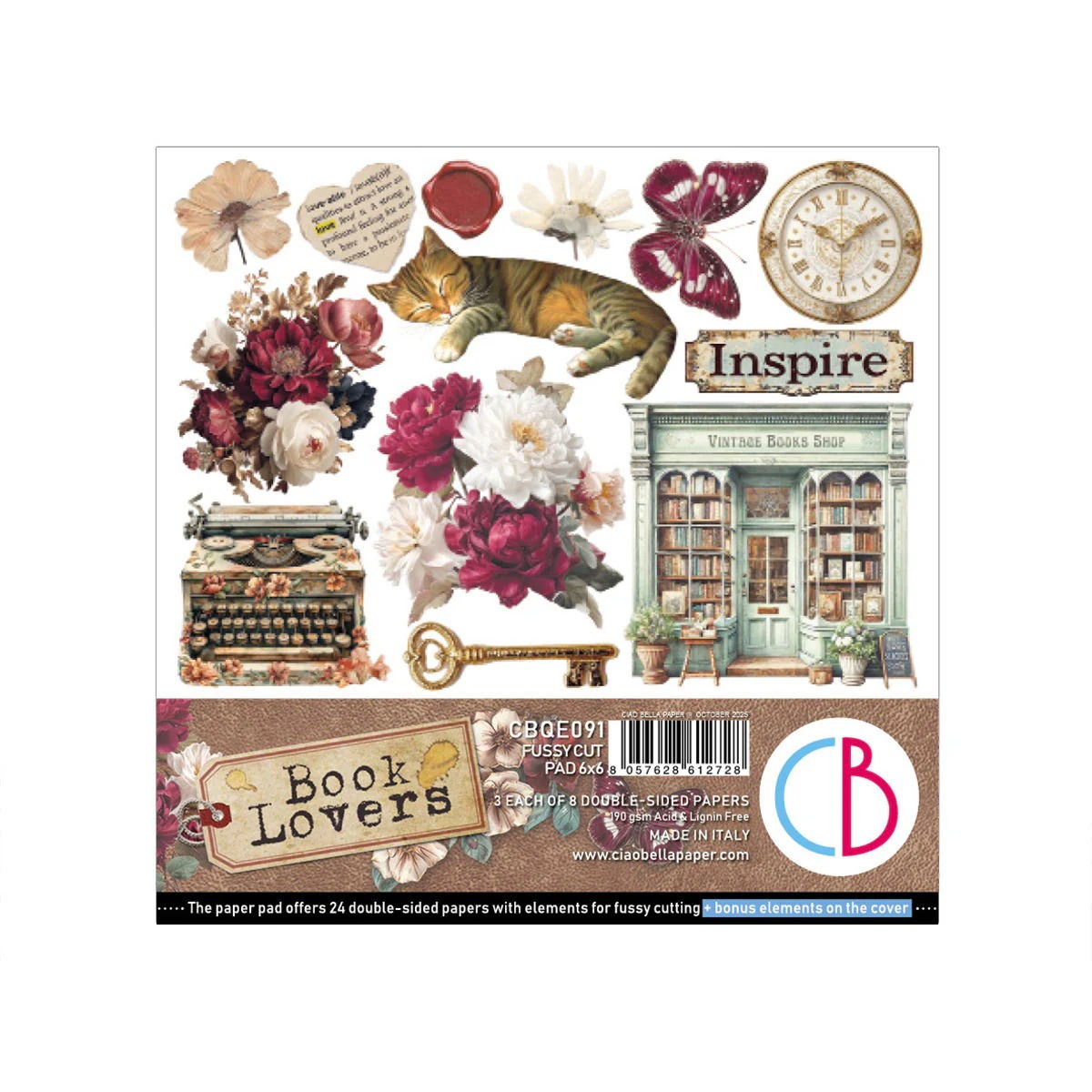 Ciao Bella Book Lovers Fussy Cut Pad 6"x6" 24/Pkg