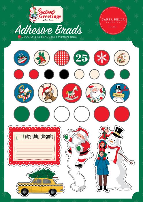 Carta Bella Decorative Brads-Season's Greetings